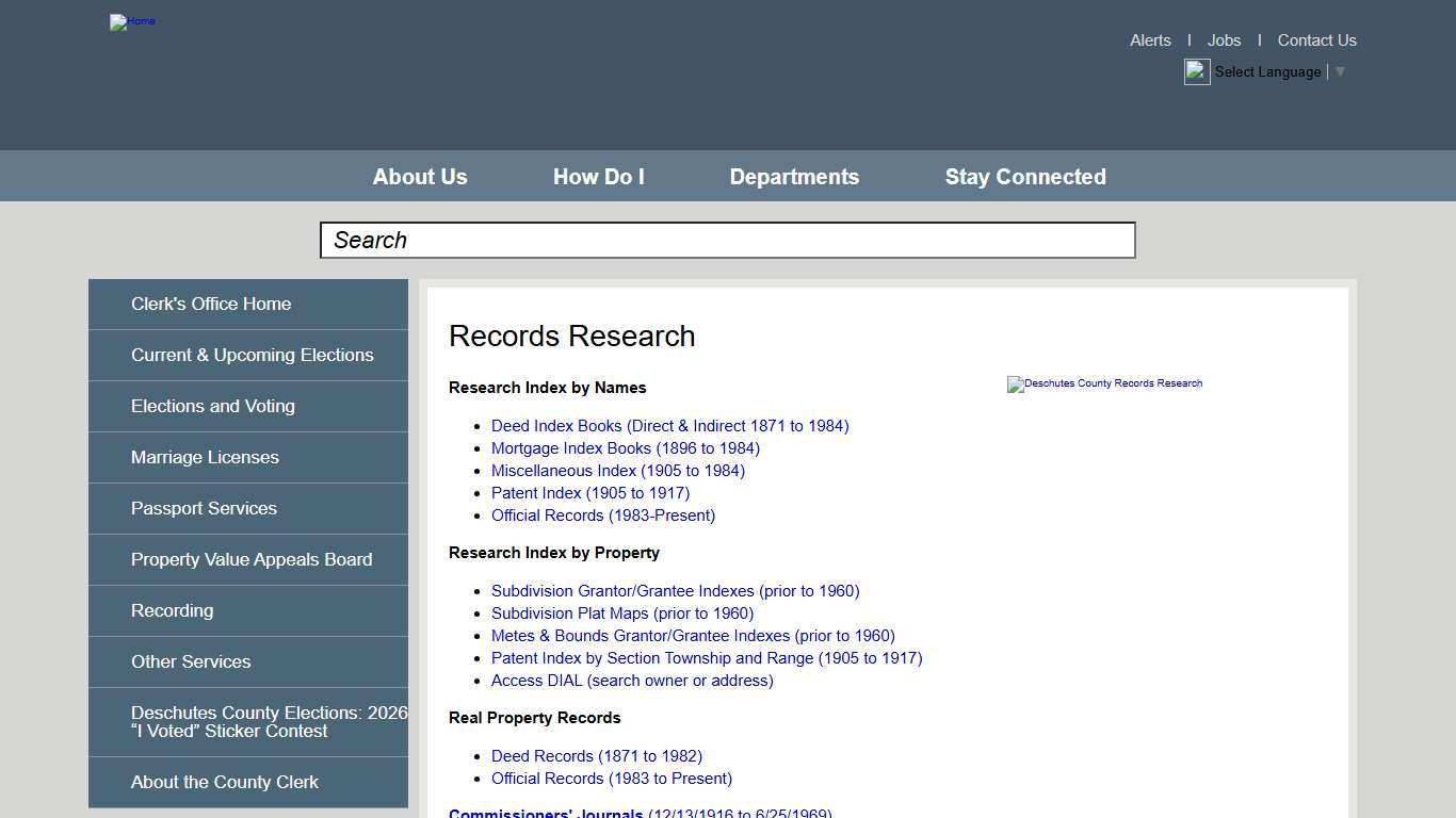 Records Research Deschutes County Oregon